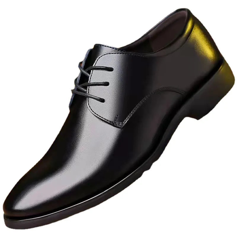 Chaussures en cuir décontractées britanniques pour hommes, chaussures d'affaires formelles, chaussures simples rehaussantes, chaussures décontractées imbibées, printemps et automne